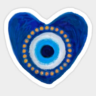 Evil Eye - Protection Rustic Heart Talisman Painting Sticker